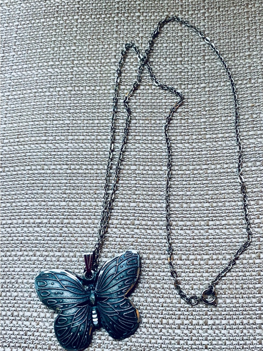 VINTAGE Pewter Butterfly necklace